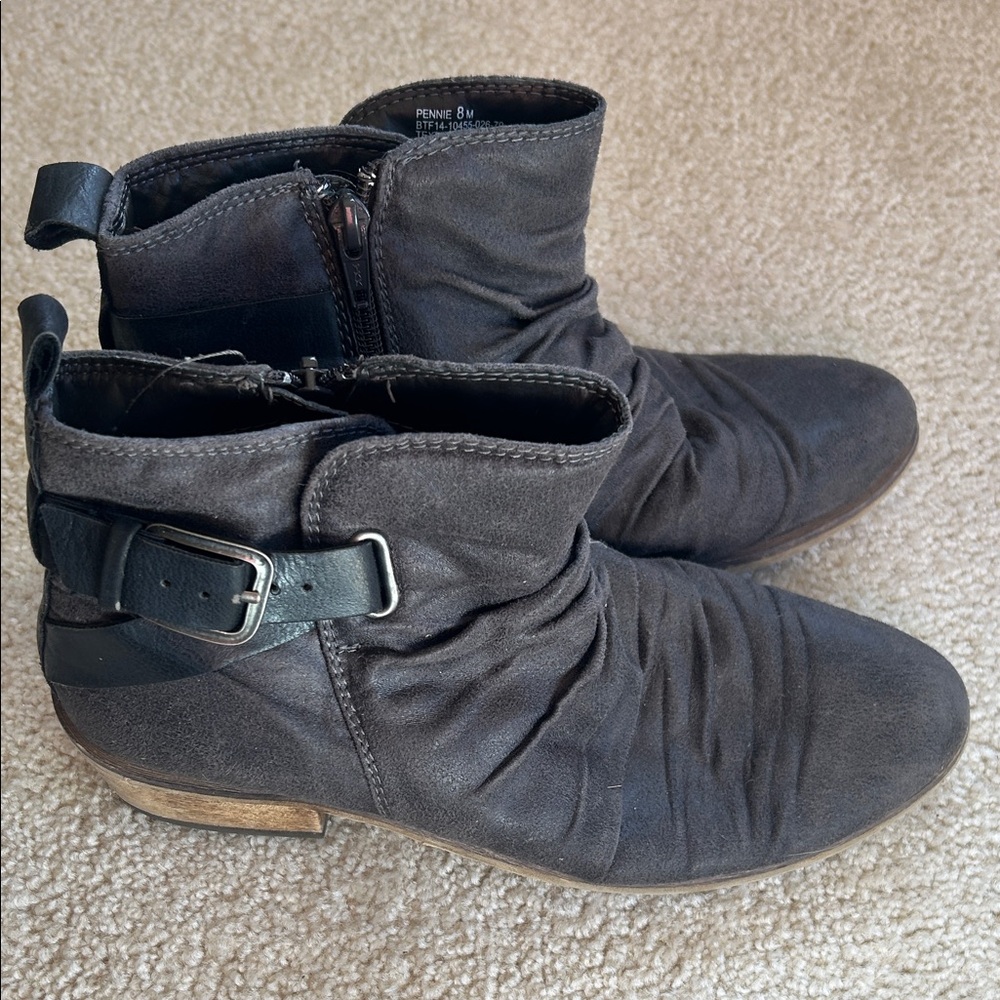 BareTraps Dark Gray Ankle Boots with Buckle Detail